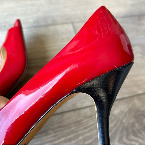 Tahari RIDDLE Red Patent  Leather Heels Open Square Toe Pumps - Picture 15 of 15
